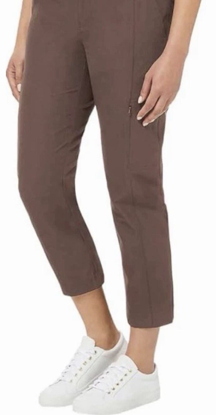 Kirkland Signature Womens Elastic Waist Travel Utility Pants Brown Size 14 New